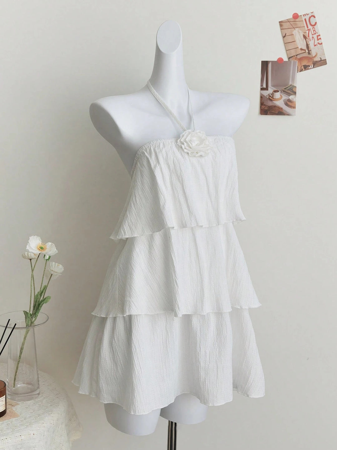 Damen luftiges Strandkleid mit Rüschendetails EB