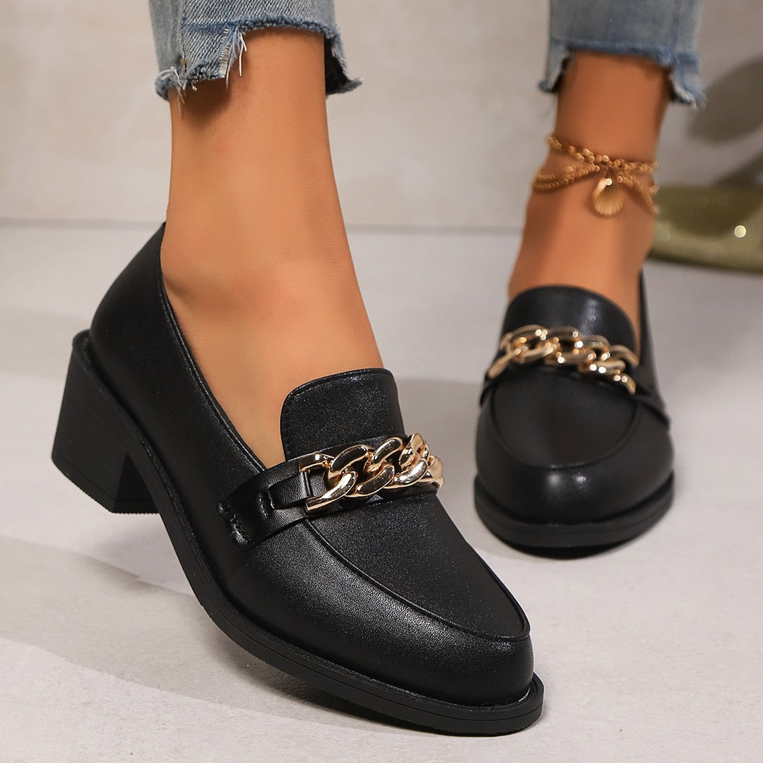 Damen Elegante Mokassins mit modischem Kettenbesatz EB
