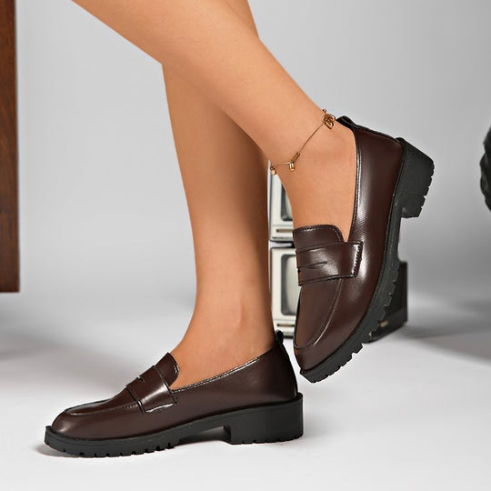 Damen Loafers aus hochwertigem Leder mit bequemer Laufsohle EB