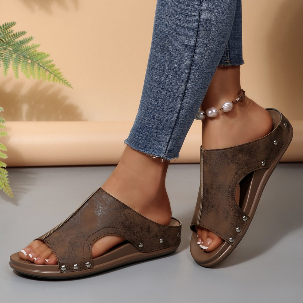 Damen Komfortable Slide-Sandalen mit modischem Cut-Out-Design und elegantem Strassbesatz EB