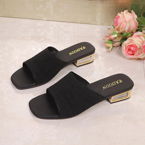 Damen Komfortable Mules mit transparenter Absatzgestaltung EB