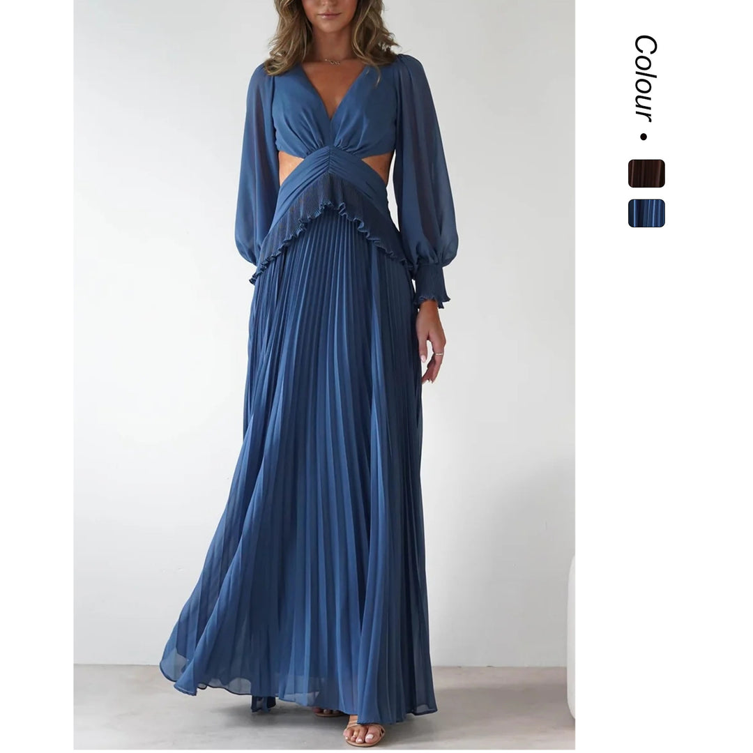 Damen Maxi-Kleid mit weitem Schnitt und Rüschendetails EB