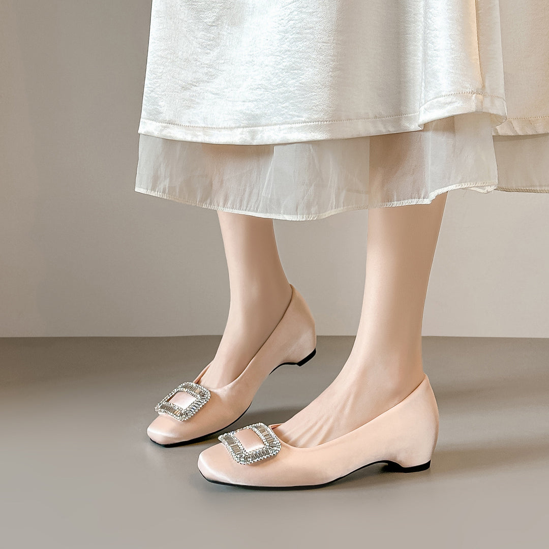 Damen Ballerina-Schuhe mit funkelnder Schnallenverzierung und weichem Obermaterial EB