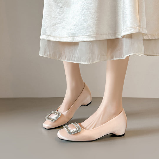 Damen Ballerina-Schuhe mit funkelnder Schnallenverzierung und weichem Obermaterial EB