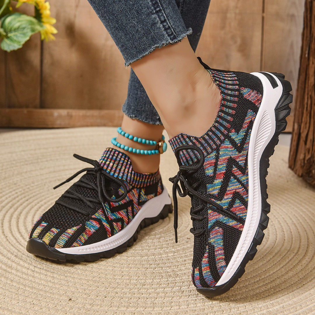 Damen Sportliche Freizeit-Sneaker mit atmungsaktiver Strickoberfläche und rutschfester Sohle EB