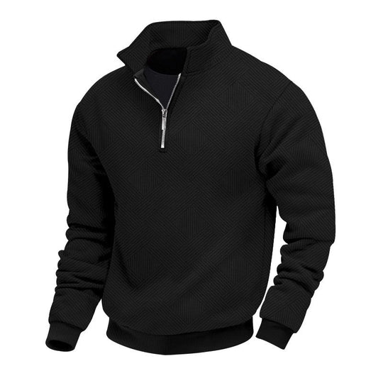 Herren Stepppullover mit halbem Reißverschluss und strukturiertem Design EB