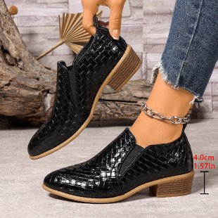Damen elegante und bequeme Slipper-Stiefel aus strukturiertem Kunstleder EB