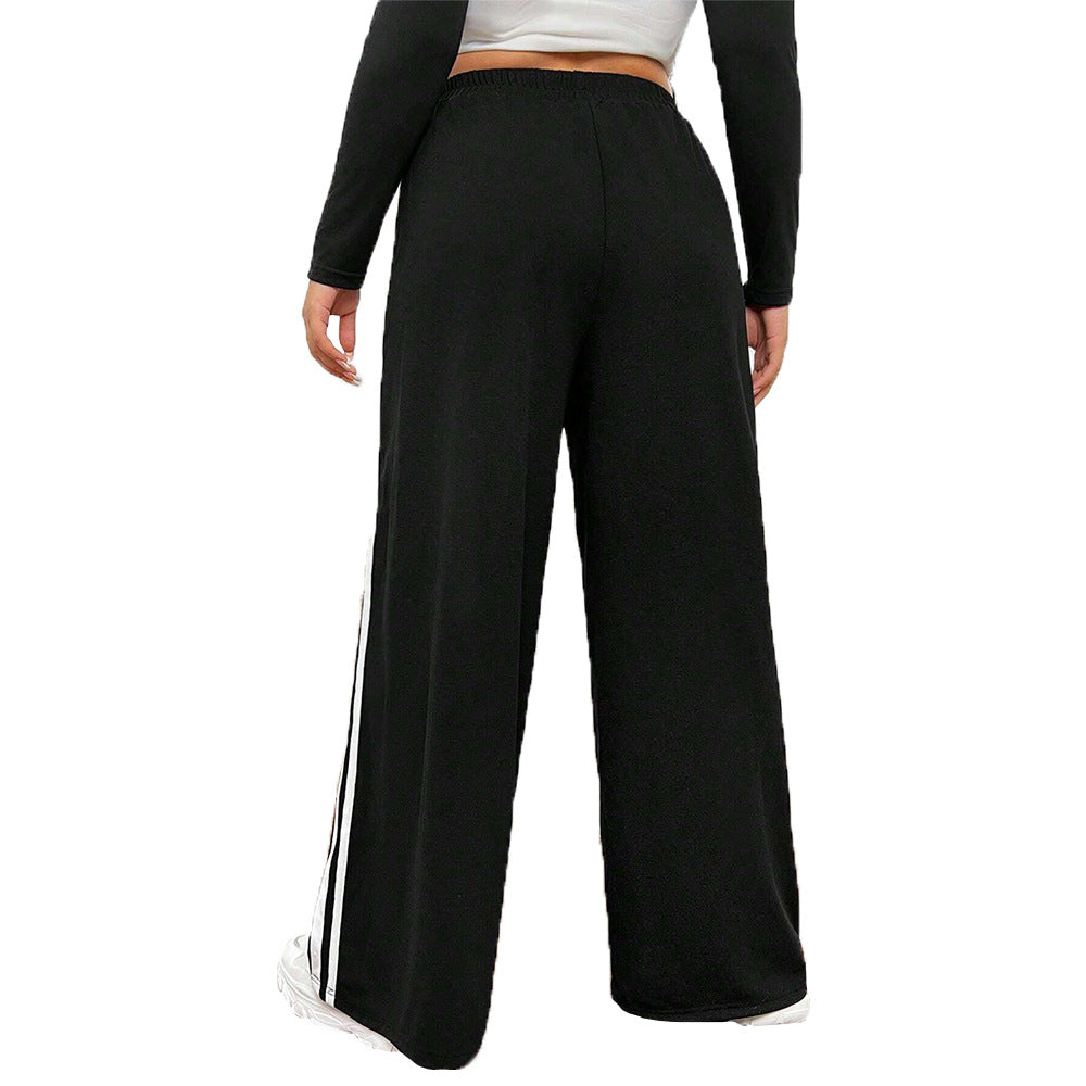 Damen sportliche weite Freizeithose mit seitlichen Kontraststreifen EB