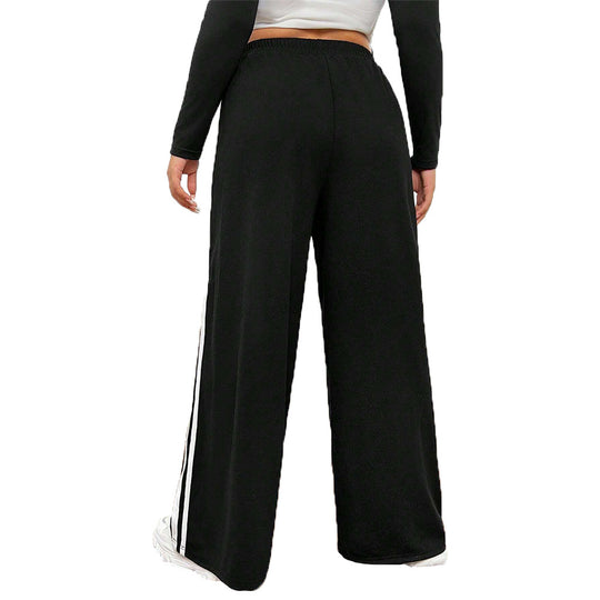 Damen sportliche weite Freizeithose mit seitlichen Kontraststreifen EB