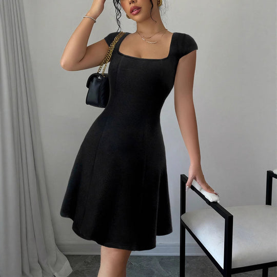 Damen Ärmelloses A-Linien Kleid mit quadratischem Ausschnitt EB