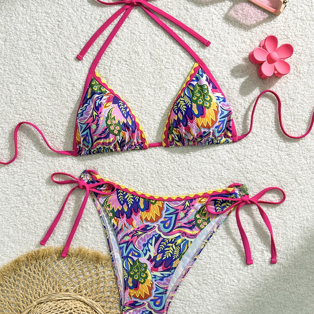 Damen Triangel-Bikini mit verspieltem Farbmuster EB