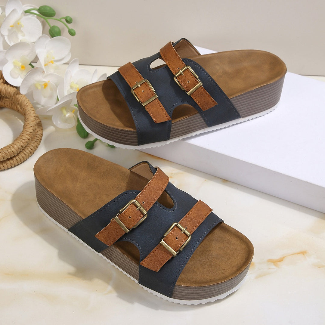 Damen Bequeme Plateau-Sandalen mit verstellbaren Riemen EB