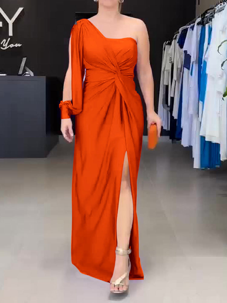 Damen Maxikleid mit asymmetrischem Design und seitlichem Schlitz EB
