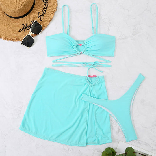 Damen Bikini-Set mit elegantem Knopf-Detail und hohem Beinausschnitt EB