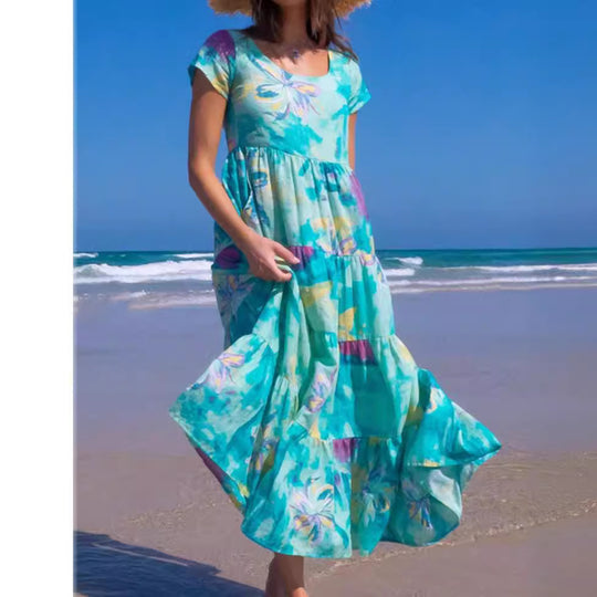Damen maxikleid mit traumhaften Blumendruck EB
