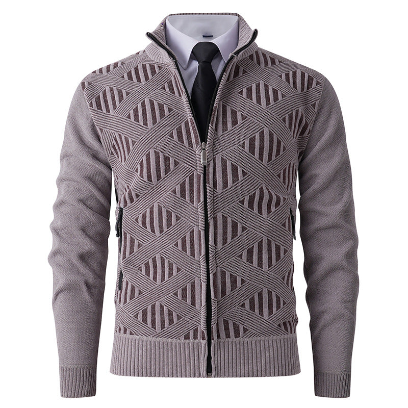 Herren Strickjacke mit strukturiertem Design und modernem Reißverschluss EB
