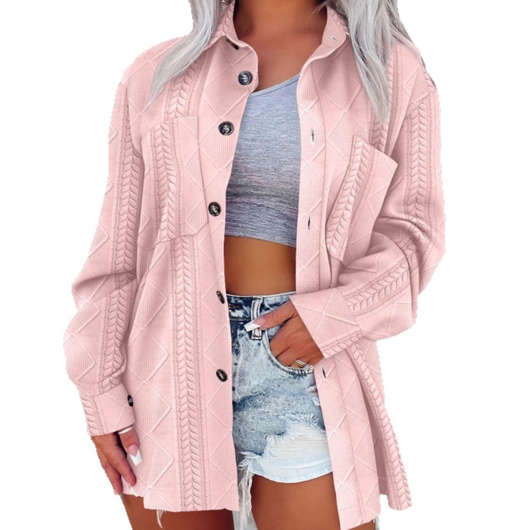 Damen Modische Longbluse mit strukturiertem Design und praktischen Taschen EB