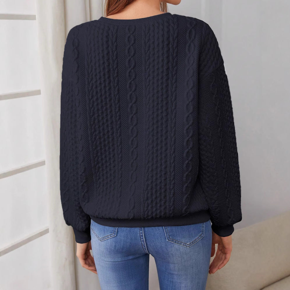 Damen Pullover mit strukturiertem Strickmuster und lässigem Schnitt EB