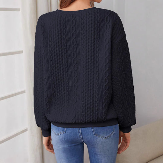 Damen Pullover mit strukturiertem Strickmuster und lässigem Schnitt EB