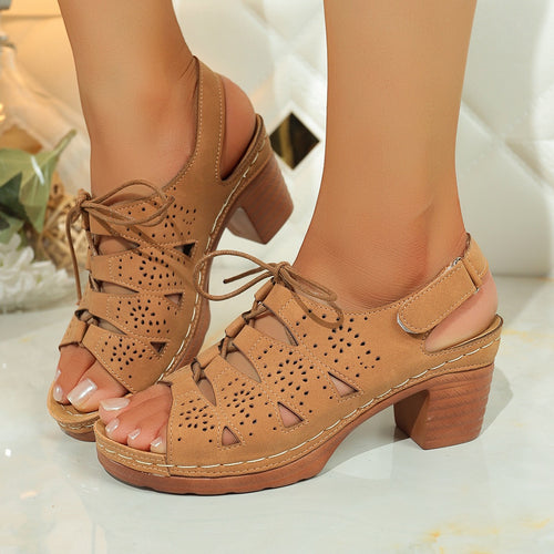 Damen Komfortable und luftige Sandalen mit verspieltem Schnür-Design EB