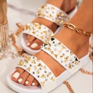 Damen Glamouröse Slides mit Nietenverzierung EB