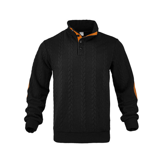 Herren modischer Strickpullover mit Stehkragen und kontrastierenden Akzenten EB