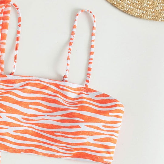 Damen Buntes Crop-Top und Rock Set EB