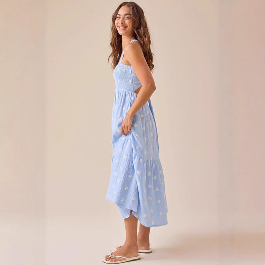 Damen Maxikleid mit gesticktem Design und luftiger Passform EB