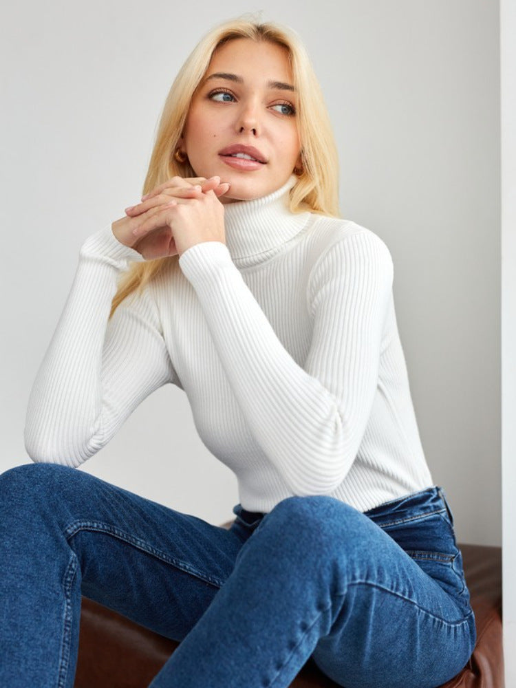 Damen Rollkragenpullover mit geripptem Design und lässigem Schnitt EB