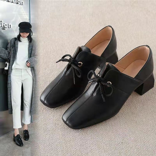 Damen elegante Schnürschuhe mit eckiger Zehenpartie und modischem Absatz EB