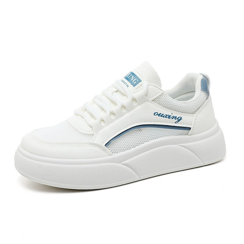 Damen trendige Plateau Sneakers mit atmungsaktiver Mesh-Oberfläche und dämpfendem Sohlenprofil EB