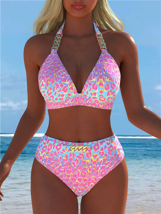 Damen Bikini mit luxuriösem Marmormuster und edlen Details EB