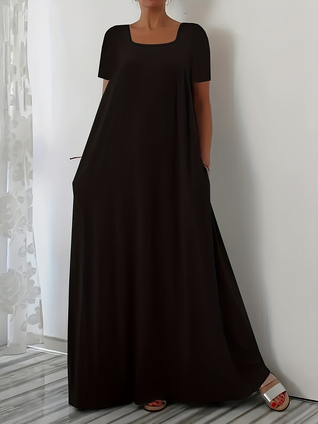 Damen Maxikleid mit weitem Schnitt und praktischen Taschen EB