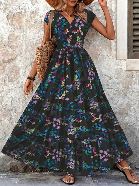 Damen Maxi-Kleid mit floralem Paisley-Muster und schmeichelndem Schnitt EB