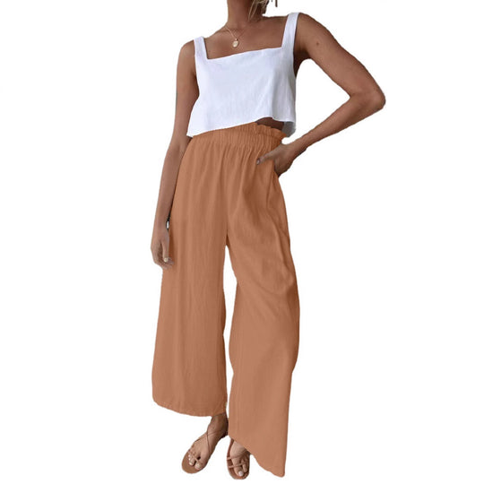Damen Weite Palazzo-Hose mit elastischem Bund und fließendem Schnitt EB