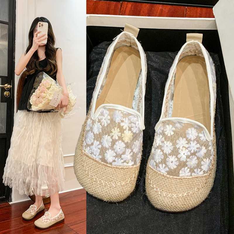 Damen Slip-On Ballerinas mit floraler Transparenz und rutschfester Sohle EB