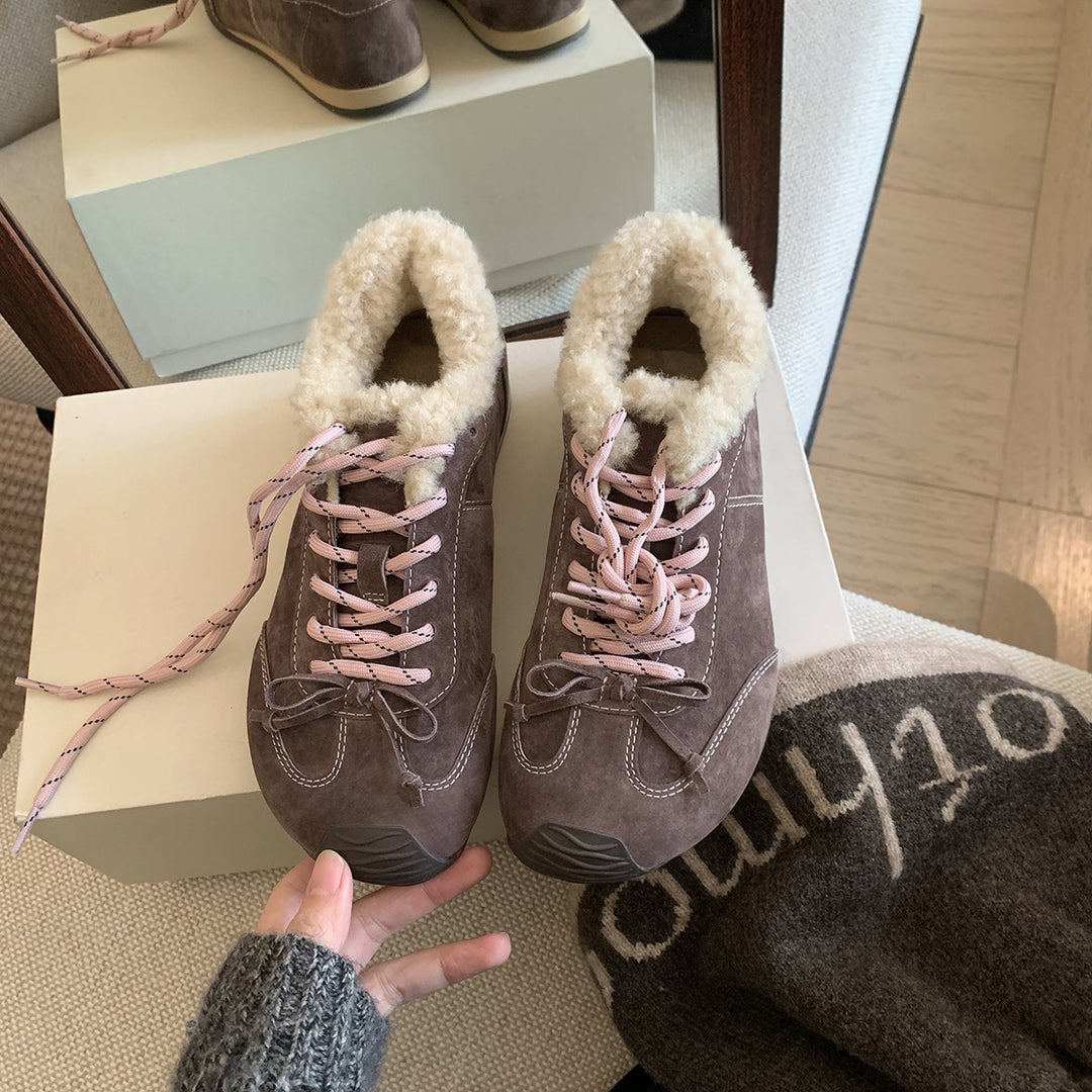 Damen Sportliche Winter-Sneaker mit kuscheligem Kunstfellkragen und rutschfester Sohle EB