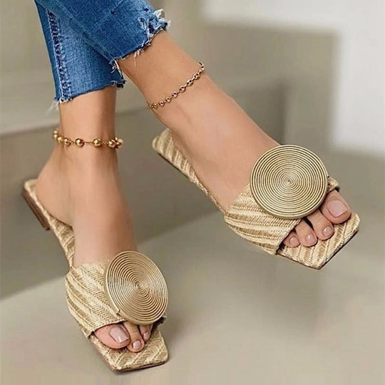 Damen Slipper mit kunstvollem Rund-Detail EB
