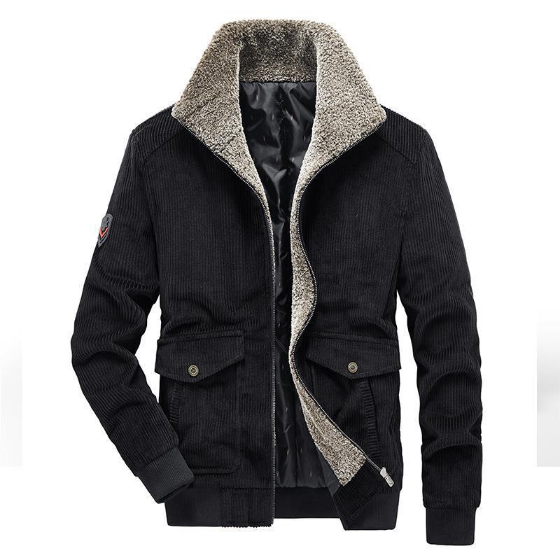 Herren Cord-Blouson im Pilotenstil mit durchgehendem Sherpa-Innenfutter und Pattentaschen EB