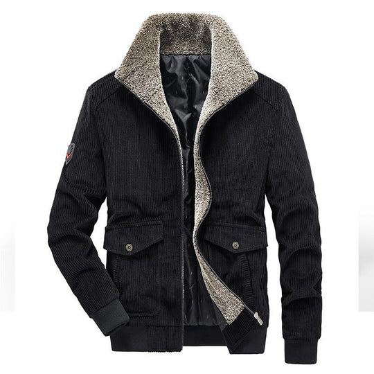 Herren Cord-Blouson im Pilotenstil mit durchgehendem Sherpa-Innenfutter und Pattentaschen EB