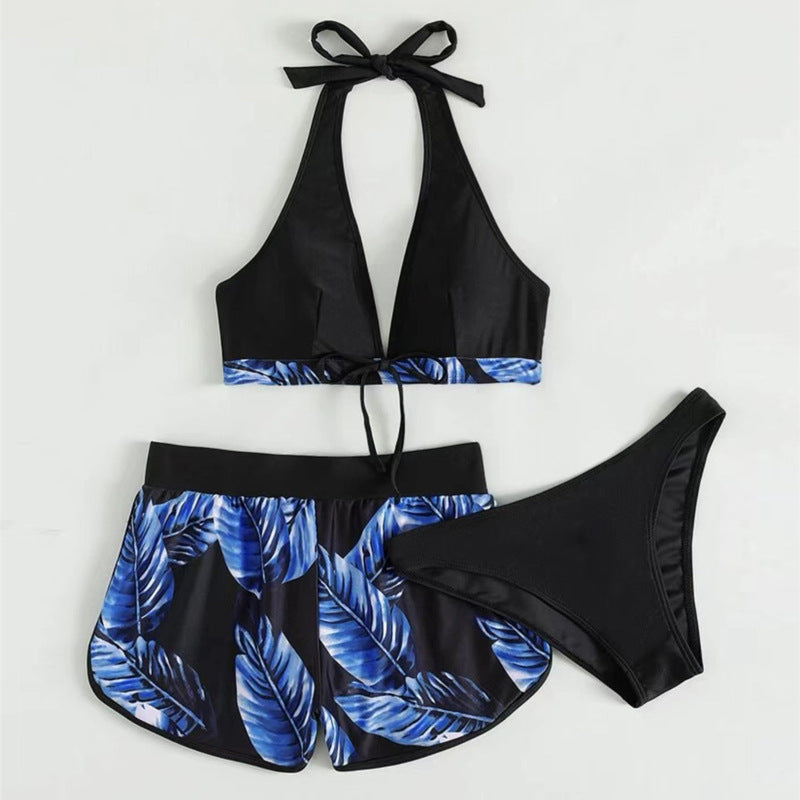 Damen Bikini-Top mit abnehmbaren Trägern und modischen Shorts EB