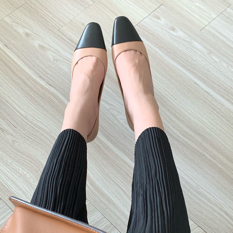 Damen Pumps mit elegantem Blockabsatz und kontrastierender Spitze EB