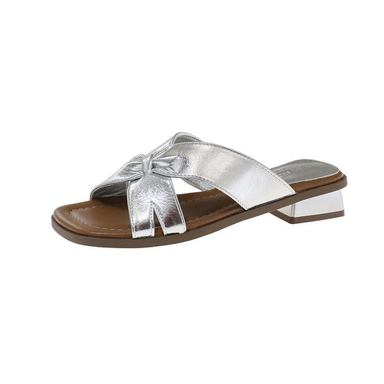 Damen elegante Mules mit modischem Knoten-Design EB