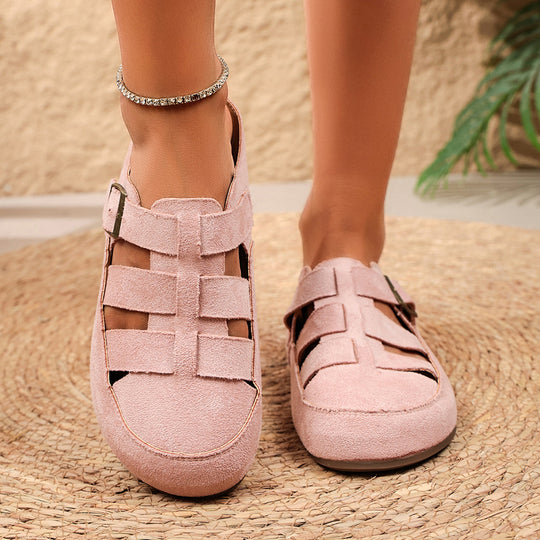 Damen offene Clogs mit verstellbarem Schnallenverschluss und atmungsaktivem Design EB