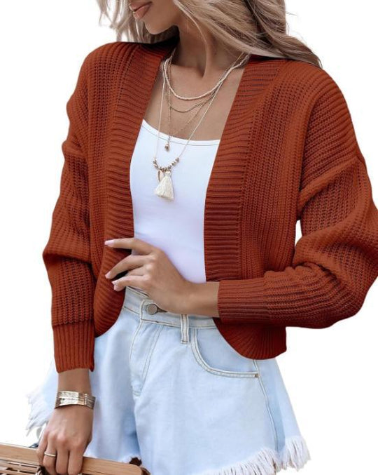 Damen lässiger Strickpullover mit überschnittenen Schultern und weitem Schnitt EB