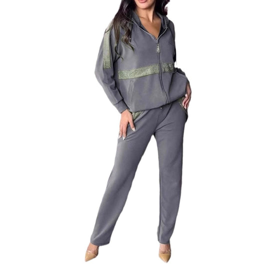 Damen Modischer Zip-Hoodie mit weitem Schnitt und eleganten Details EB