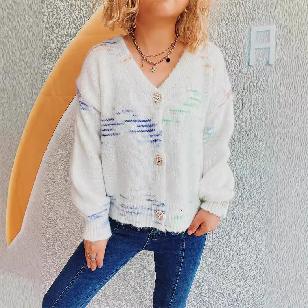 Damen grob gestrickter Cardigan mit modischem Knopfdesign und weichem Material EB