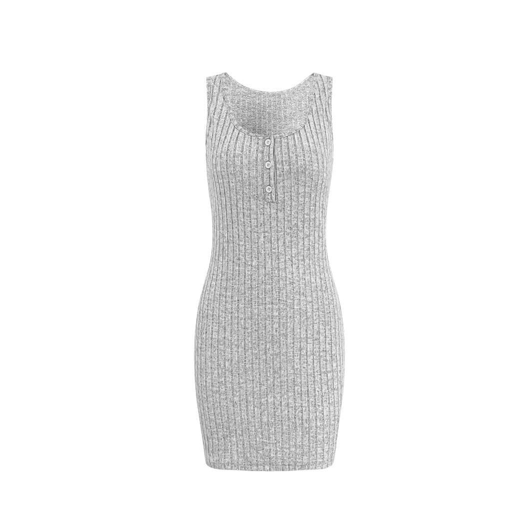 Damen Strickkleid mit Knopfdetails und passendem Cardigan EB
