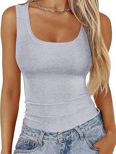 Damen Körperbetontes Oberteil mit breiten Trägern und geripptem Design EB
