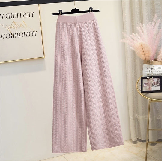 Damen Weite Strickhose mit Zopfmuster EB